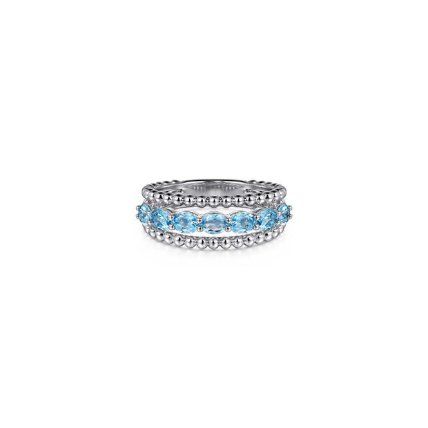Gabriel Sterling Silver Ring with Swiss Blue Topaz