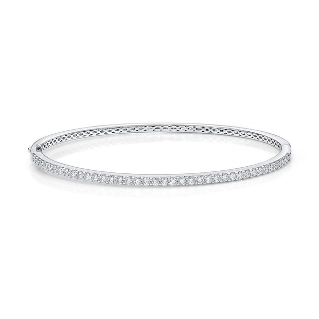Memoire Diamond Bangle Bracelet in 18k White Gold.