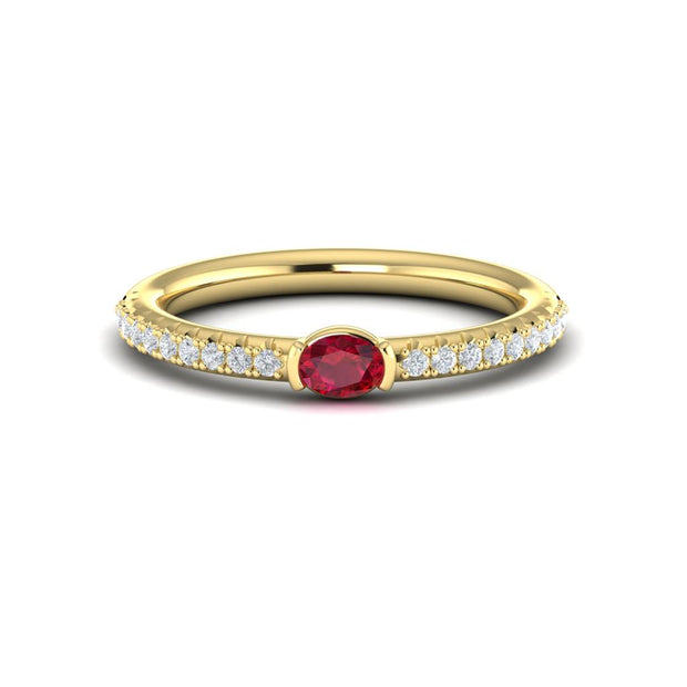 VLORA Ruby and Diamond Ring in 14K Yellow Gold