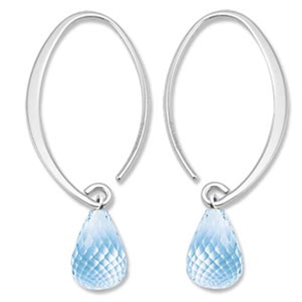 Blue Topaz Drop Earrings in 14k White Gold