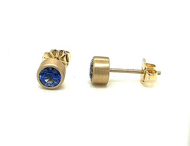 Ceylon Blue Sapphire Stud Earrings