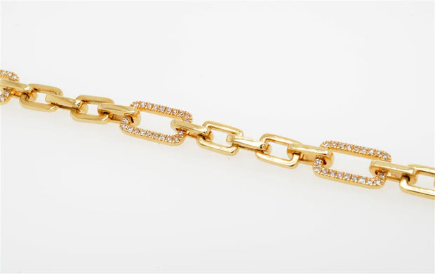 Facet Barcelona 14K yellow Gold Paperclip link bracelet with .52 ctw diamonds.  The perfect addition of yellow gold to your stack of bracelets!