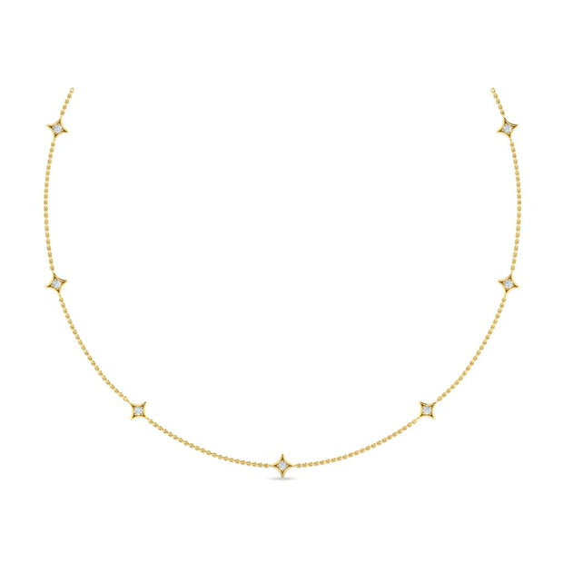 Vlora Diamond Station Necklace in 14K Yellow Gold with 0.41cts.