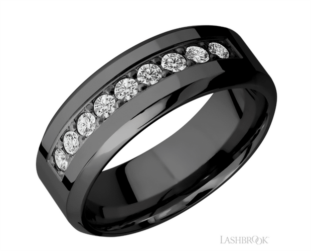 Lashbrook Designs diamond band in blackened zirconium