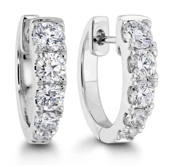 Memoire Diamond Huggies Classic Hoops, 18 kt white gold, .93 tw.