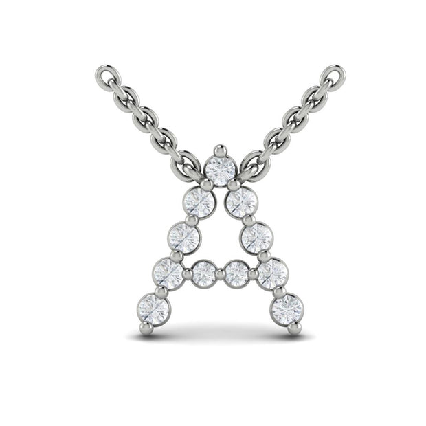 Vlora Diamond Initial A Pendant in 14K White Gold 0.21cts.