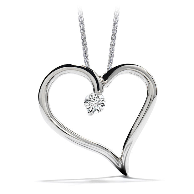 0.12 ctw. Amorous Heart Pendant Necklace in 18K White Gold