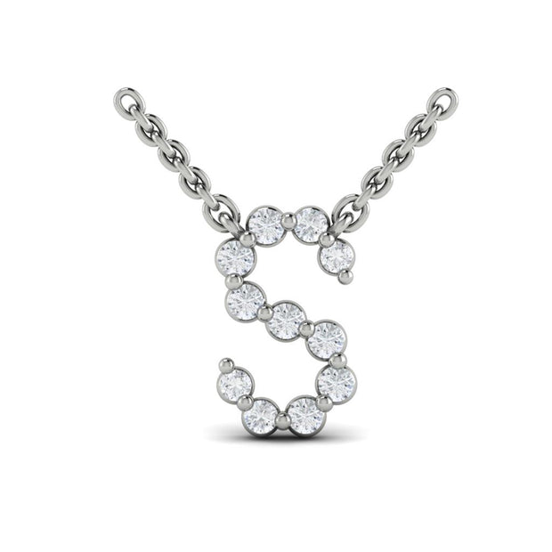 Vlora Letter S Necklace with diamonds 14K in White Gold