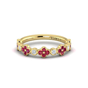 Vlora Ruby and Diamond Band in 14k Yellow Gold