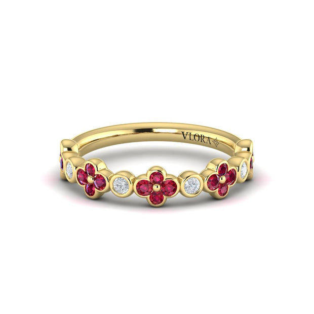 Vlora Ruby and Diamond Band in 14k Yellow Gold