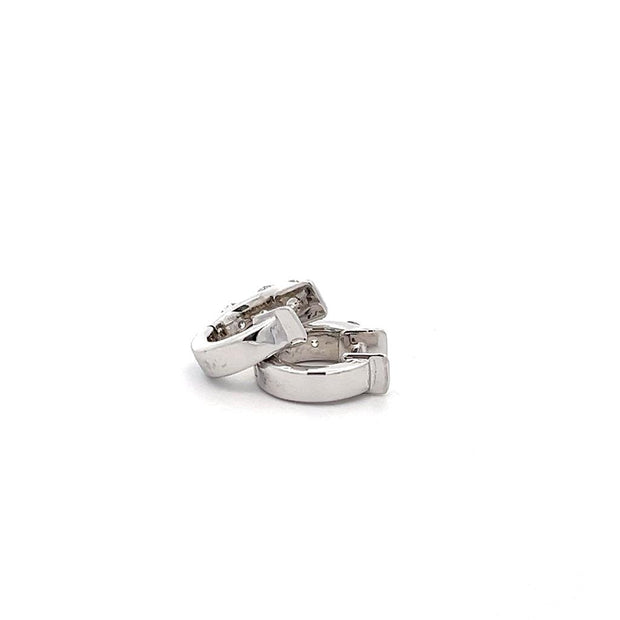 Plateau Jewelers' small diamond hoops in 14k white gold.