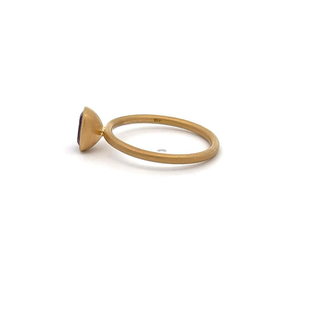 Kimberly Collins Garnet Ring in 18k Yellow Gold with sandblasted finish