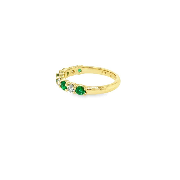 Emerald and Diamond Band in 14k Yellow Gold