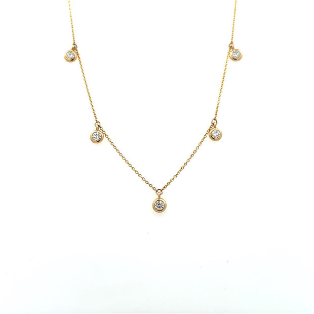 Diamond Drop Necklace in 14k Yellow Gold
