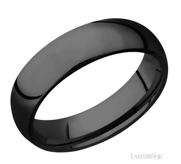 Lashbrook Designs domed and polished band in zirconium
