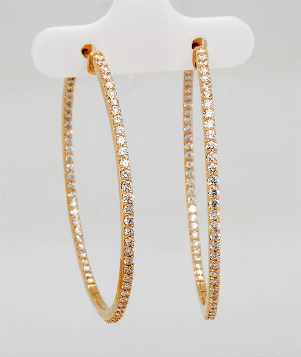 Plateau Jewelers' Diamond Hoop Earrings in 14k Yellow Gold. 1.60 ct
