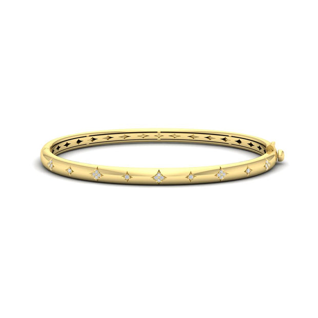 Vlora Diamond Bangle Bracelet in 14K Yellow Gold with 0.13ct
