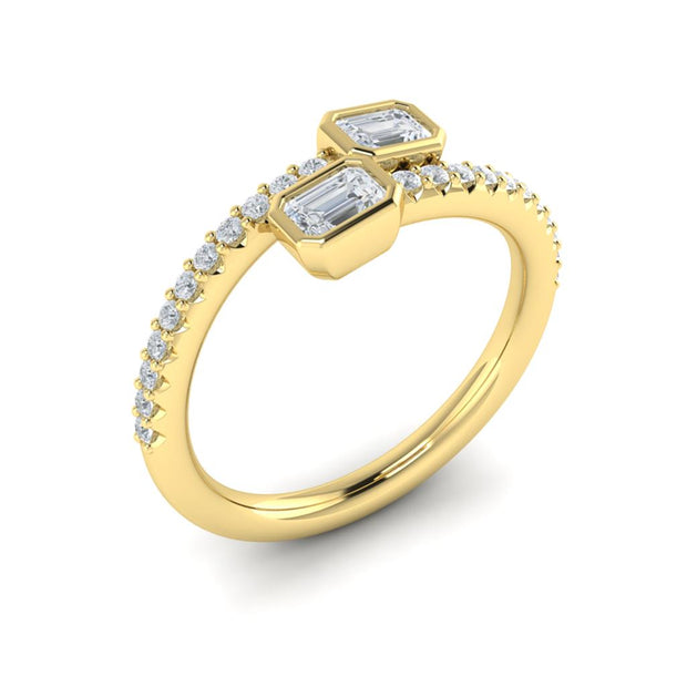 VLORA Diamond Baguette Wrap Ring in 14K Yellow Gold with 0.58cts