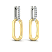 VLORA Two Tone Paperclip Earrings in 14K with 0.20ct