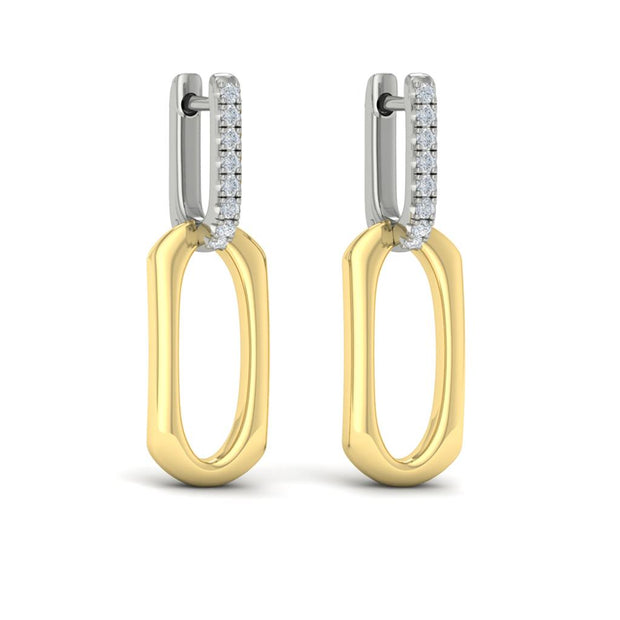 VLORA Two Tone Paperclip Earrings in 14K with 0.20ct