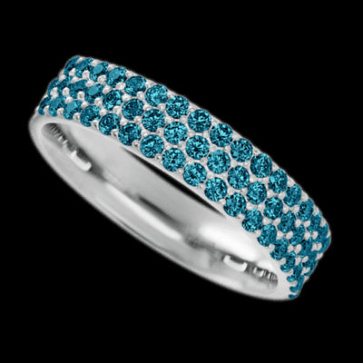 10K White Gold band with 55 Round Ocean Blue Diamond having TCW-.82