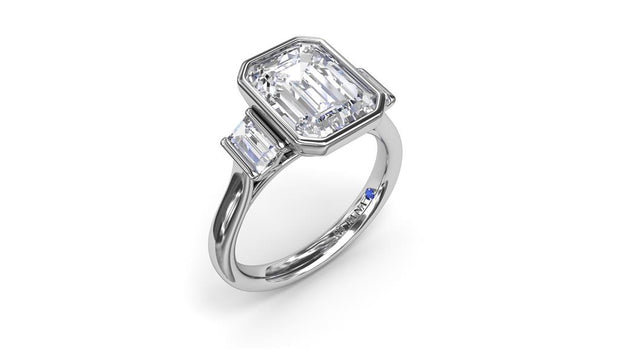 Fana Bezel Set Diamond Engagement Ring in 14k White Gold. .21 ct.
