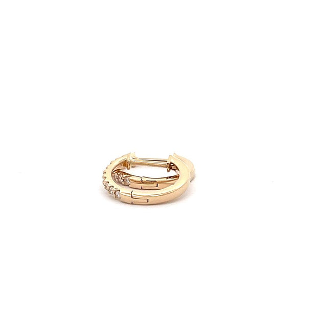 Diamond Hoop Earrings in 14k yellow gold.  .164 ct
