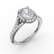 FANA 14K White Gold Oval Halo Diamond Engagement Semi-Mount