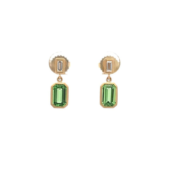 Kimberly Collins Tsavorite Garnet and Diamond Earrings in 18k Yellow Gold