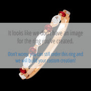 14K Rose Gold band with alternating 4 Round Dark Ruby and 5 Marquise Lab Grown Diamond having TCW-.47