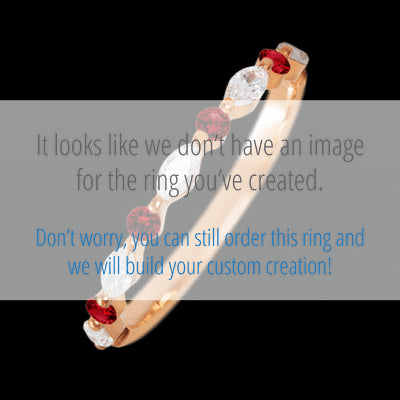 14K Rose Gold band with alternating 4 Round Dark Ruby and 5 Marquise Lab Grown Diamond having TCW-.47