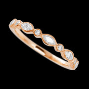 14K Rose Gold band with alternating 4 Round Lab Grown Diamond and 5 Marquise Lab Grown Diamond having TCW-.56