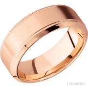 8 mm wide High Bevel Milgrain 14K Rose Gold band.