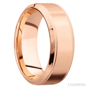 8 mm wide High Bevel Milgrain 14K Rose Gold band.