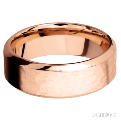 8 mm wide High Bevel 14K Rose Gold band.
