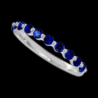 14K White Gold band with 10 Round Sapphire having TCW-.5
