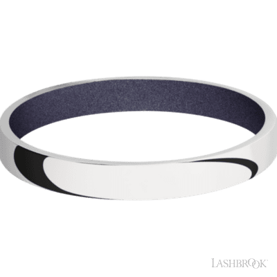 3 mm wide Domed 14K White Gold band featuring a Crushed Orchid sleeve.