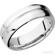 7 mm wide Beveled with Center Accent Groove 14K White Gold band.