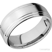 8 mm wide Flat Double Stepped Edges 14K White Gold band.