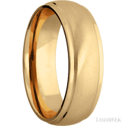 7 mm wide Domed Stepped Down Edges 14K Yellow Gold band.