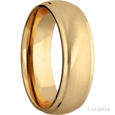 7 mm wide Domed Stepped Down Edges 14K Yellow Gold band.