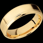 7 mm wide High Bevel Milgrain 14K Yellow Gold band.