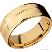 8 mm wide Beveled with Center Accent Groove 14K Yellow Gold band.