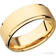 8 mm wide Flat Grooved Edges 14K Yellow Gold band.