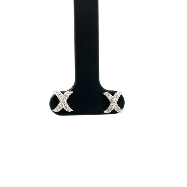 Diamond X Earrings in 14k White gold. .20 ct.