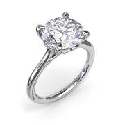 FANA Diamond Solitaire Engagement Ring in 14K White Gold with hidden halo and 0.10cts