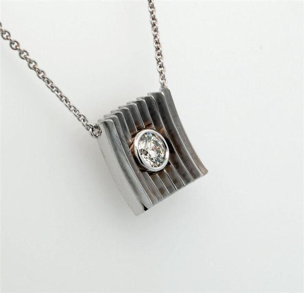 Plateau Jewelers Louver Diamond Necklace in 14k white gold. .30 ct