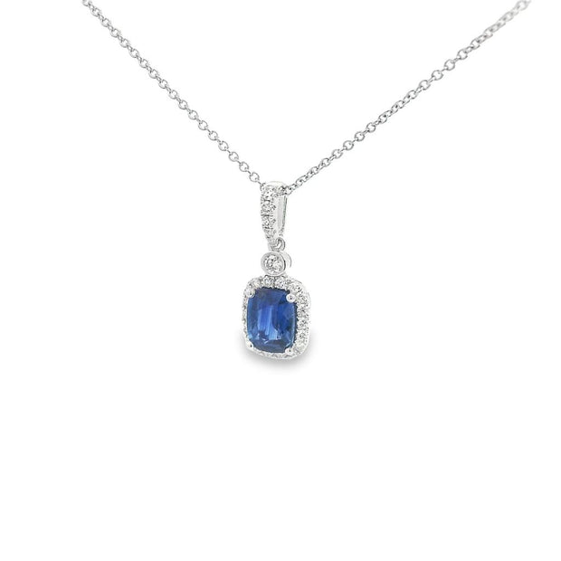 Sapphire and Diamond Pendant in 18k White Gold