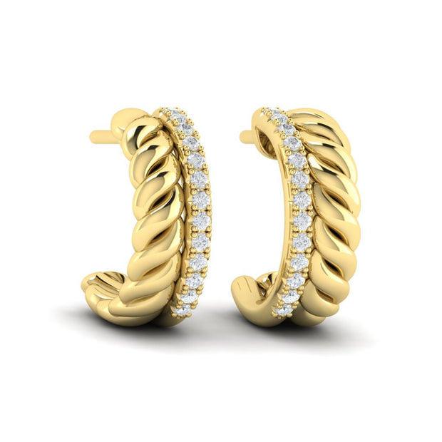Vlora Bravela Twisted Double Hoop Earring in 14k Yellow Gold