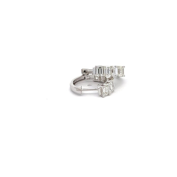 Diamond Hoop Earrings with Emerald Cut Diamonds